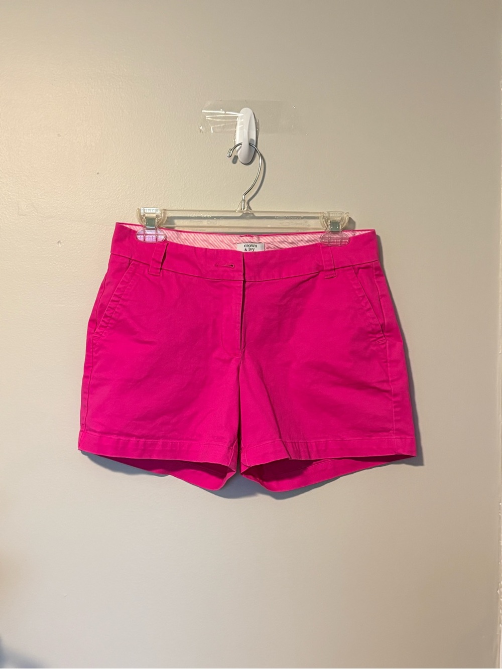 Crown Ivy Pink Shorts Women's Petite Size 4P Cotton Blend Casual Flat Front